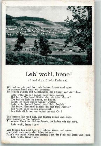 Leb wohl Irene! Lied der Flak-Fahrer von R.H. Bork Rheingoldverlag Nr. 102