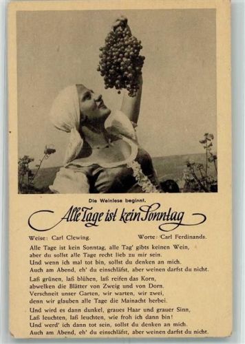 Text des Liedes Alle Tage ist kein Sonntag von Clewing/Ferdinands Bäuerin bei der Weinlese Verlag Robert Franke