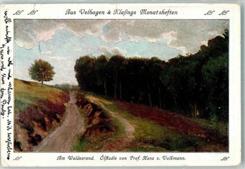 1908 sign. Volkmann Hans v. Prof. Am Waldesrand