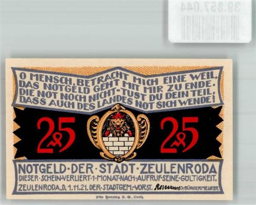 Zeulenroda 1921 25 Pfennig Dreieinigkeitskirche