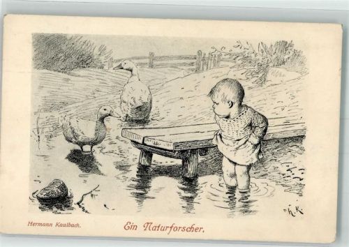 1920 Ein Naturforscher Gänse Kind