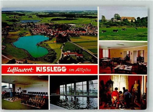 Kißlegg Fliegeraufnahme des Ortes am Zeller See Schwimmbad Wassertreten im Kurhaus Loretto Fotoprint-Verlag 703/17