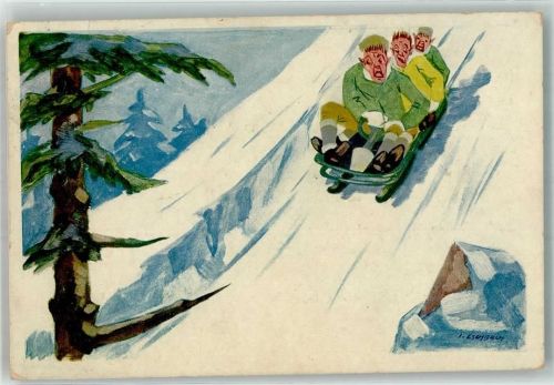 1921 Humor sign. Eschbach Sport d`hiver en Suisse