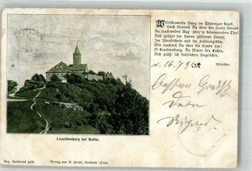 Seitenroda 1901 Die Leuchtenburg Heimatgedicht von Wünscher Verlag Hertel