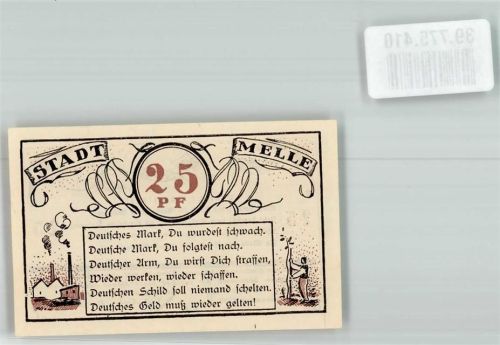 Melle 1921 25 Pf. Gutschein Deutsche Münzeinheit
