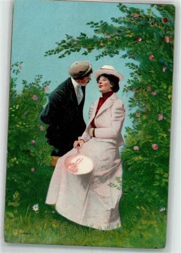 1900 Verlag Eneret J.P. Tennisschläger Liebespaar