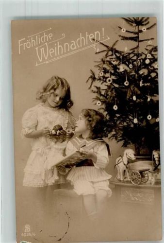 1911 Weihnachten Spielzeug geschmückter Tannenbaum Kinder Fotoverlag L.J. + F.F. Serie 4025/4