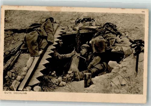 1918 Zwei deutsche Landser in einem Deckungsloch Ostpreussenhilfe 1915 Feldpost