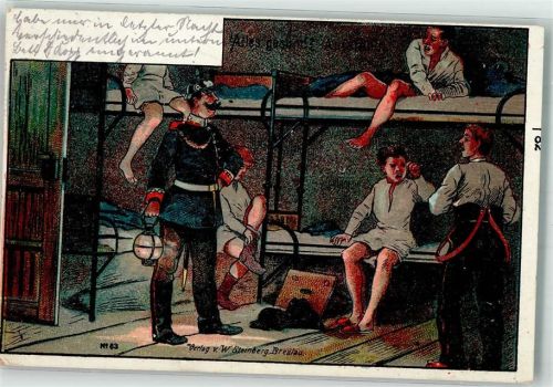 1905 Preußischer Unteroffizier weckt die verschlafenen Soldaten Verlag W. Steinberg No. 63