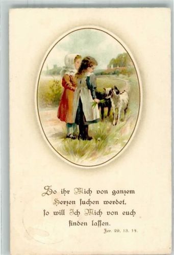 1931 Passepartout Kinder Fütterung Vers Religion Psalm