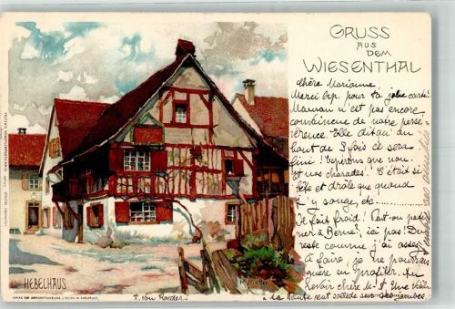 Hausen 1900 Lithographie Hebelhaus sign. Mutter Künstlerkarte