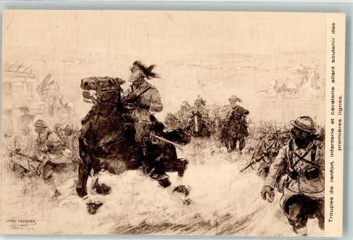 sign. Fournier Andre Verstärkungstruppen Infanterie u. Kavallerie gehen an die Front 1916