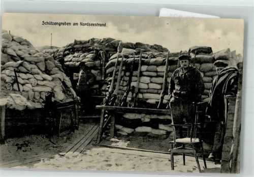 1916 Deutsche Marineinfantrie in Stellungen am Nordseestrand Verlag Schaar & Dathe Nr. 2108