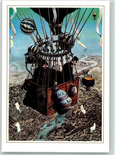 Holzstich um 1900 Ballonpost deutscher Militärluftschiffer