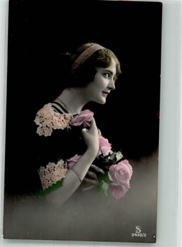 1913 Rosen Frau Porträt Verlag L.J. + F.F. 3430-2 koloriert