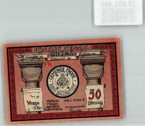 Frose 1921 50 Pfennig FR Nr. 39785 Turmfenster d. Klosterkirche