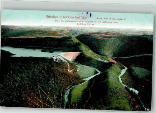 Gemünd 1908 Urfttalsperre Sperrmauer und Kaskaden Verlag Wilhelm Lenz