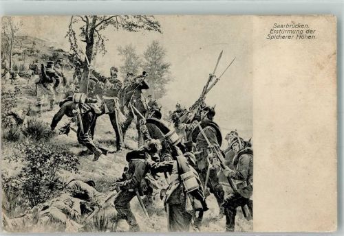 Spicheren Deutsche Soldaten erstürmen im Deutsch-Französischem Krieg 1870 die Spicherer Höhen Reichseinigungskrieg Uniform