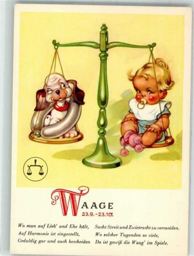 Waage Baby Hund und Wurst