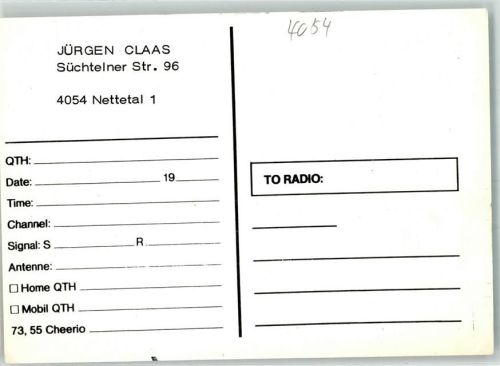 Nettetal Amateurfunk QSL-Karte Claas