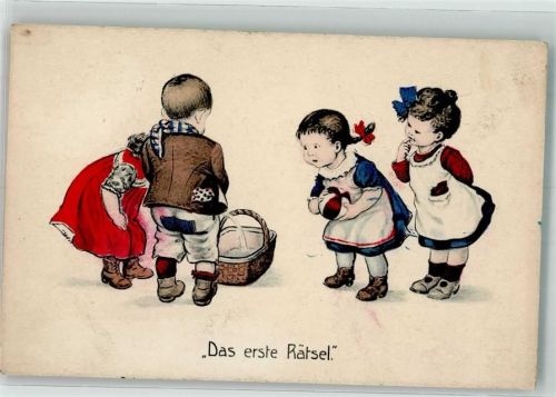 Das erste Rätsel Verlag SW + SB Nr. 16 In den Korb pinkeln Toilette Künstlerkarte