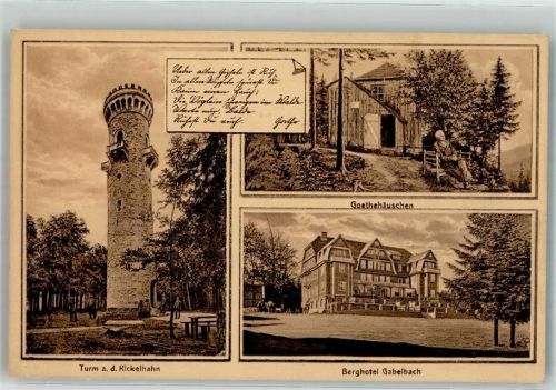 Ilmenau Berghotel Gabelbach Goethehäuschen Turm a.d. Kickelhahn