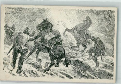 Verdun 1917 sign. Reich, Albert Durchs Feuer der Totenschlucht Künstlerkarte Feldpost WK I
