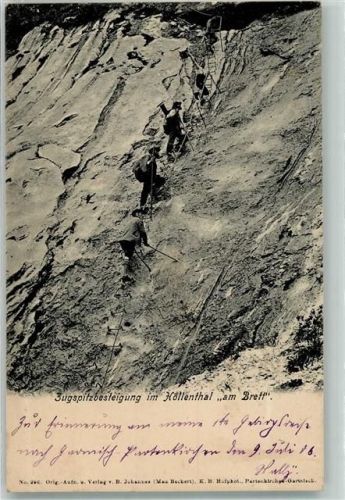 Zugspitzbesteigung im Höllental am Brett Bergsteiger 1906
