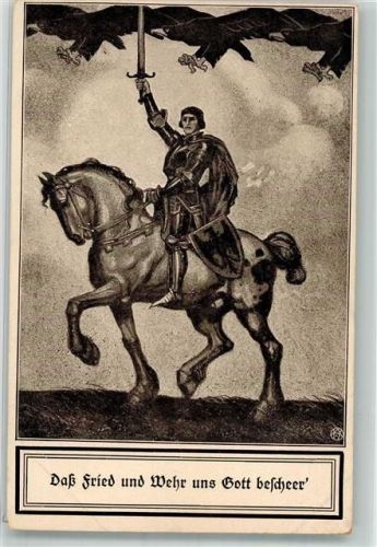 Adler Schwert Pferd sign. Heumann Augustinus Daß Fried und Wehr und Gott bescheer
