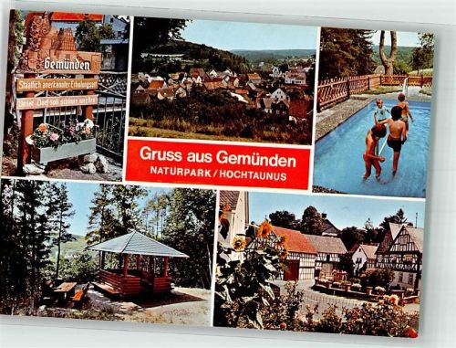 Gemünden Gasthaus Pension zur Linde Schwimmbad Ortschild