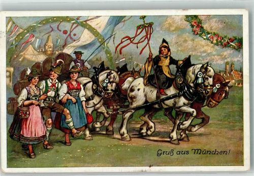München Kutsche Frauen Tracht Bierfässer NK Serie 340-1