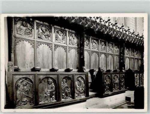 Herrenberg Chorstühle in der Stiftskirche Ort handschriftlich Foto Original aus Archiv eines Ansichtskartenverlags