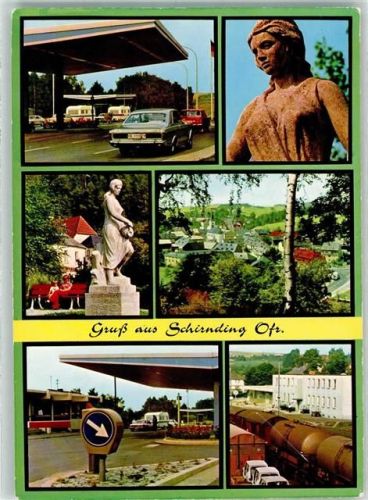 Schirnding Autos Wohnwagen Eisenbahn Statue