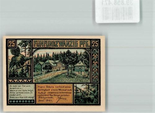 Stützerbach 1921 25 Pfg. Goethehäuschen