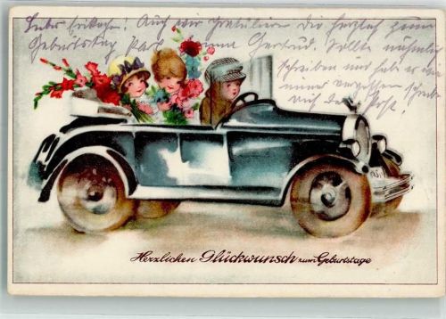 1937 Geburtstag Comic Kinder im Cabriolet HWB Serie 3940