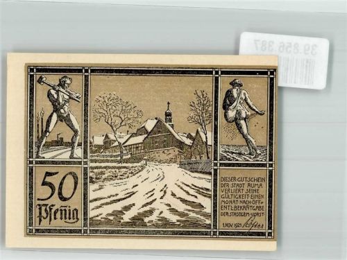 Auma 1921 50 Pfennig Bauer und Schmied Liebfrauenkirche im Winter