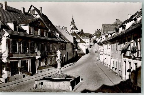 76593 W7562 Gernsbach Foto AK Marktbrunnen mit Gasthaus zum Rückkorb und Liebfrauenkirche