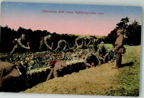Deutsche Landser in Uniform heben einen Graben aus Verlag Hans Wutz Nr. 855