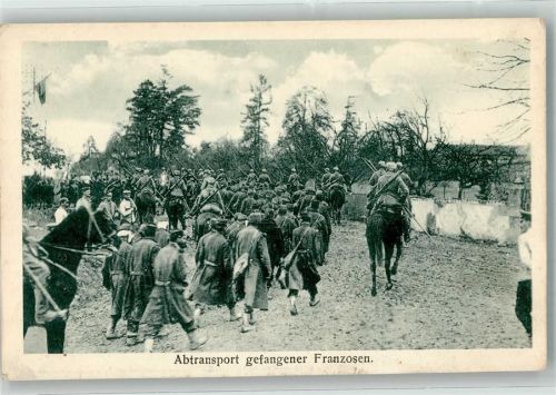 1915 Landser führen gefangene Franzosen ab Feldpost WK I Mengkofen