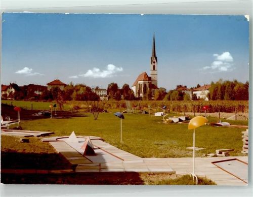 Obing MInigolf Kirche Ort handschriftlich Foto Original aus Archiv eines Ansichtskartenverlags