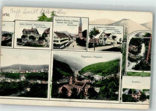 Bad Rippoldsau Hotel Bahnhof Klösterle Teil einer Klappkarte