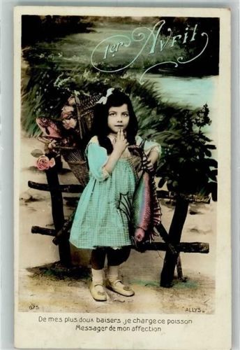 1912 Mädchen mit Fische Verlag Allys Nr, 675