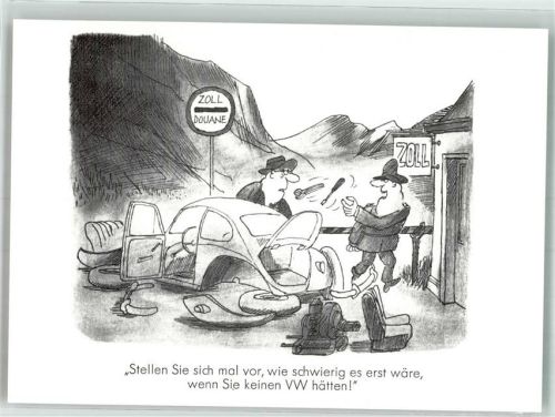 Comic Aus der Serie Spaß am VW Käfer Zoll Grenze