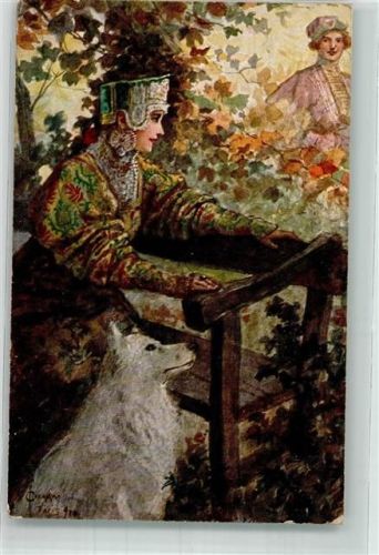 sign. Solomko, S. Tracht Hund Rendezvous Verlag Stroefer R.M. Nr. 105