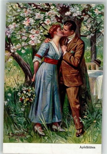 1921 Moderne Kunst Nr. 229 Apfelblüten Küsse Poesie / Liebe
