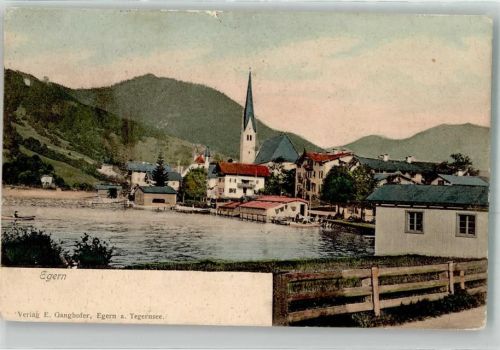 Rottach-Egern 1907 mit Tegernsee und St. Laurentiuskirche