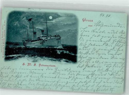 1898 S.M.S. Hohenzollern bei Mondschein , Staatsyacht des Deutschen Reiches
