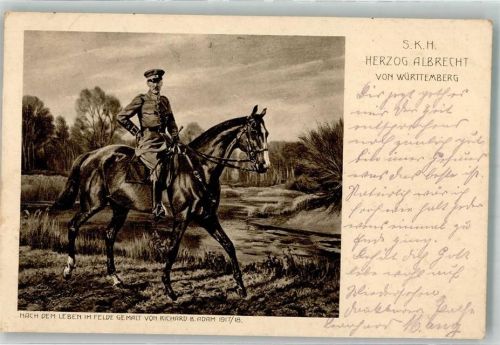 Herzog Albrecht in Uniform auf seinem Pferd