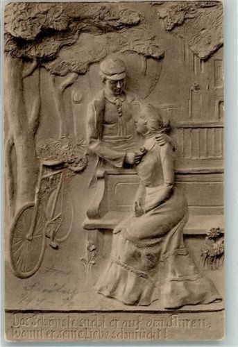 1903 Reliefbild Junger Mann mit seiner Liebsten