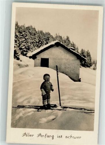 Kind weint, aller Anfang ist schwer Rotations-Photo v. Pleyer in Zürich 494 Ski Foto AK